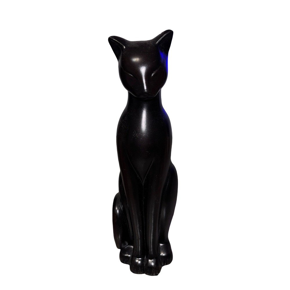 Vintage Mid Century Modern Style Black Cat Figurine Sleek Art Deco Sculpture 13"